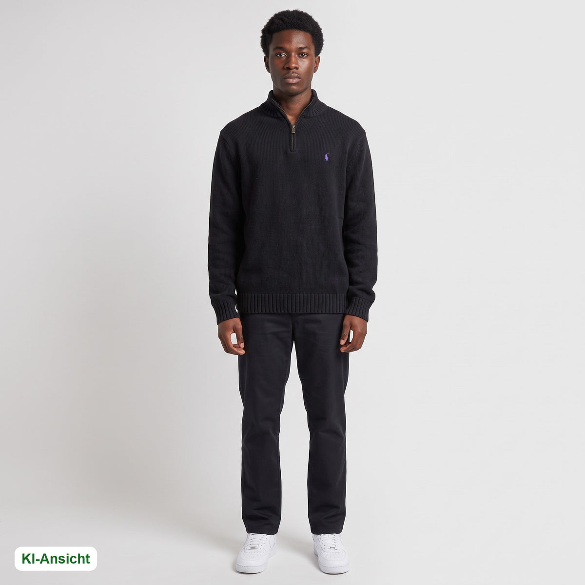 KI-Ansicht: Vintage Polo Ralph Lauren Halfzip (L) getragen (KI-Visualisierung, Zustand siehe echte Fotos)