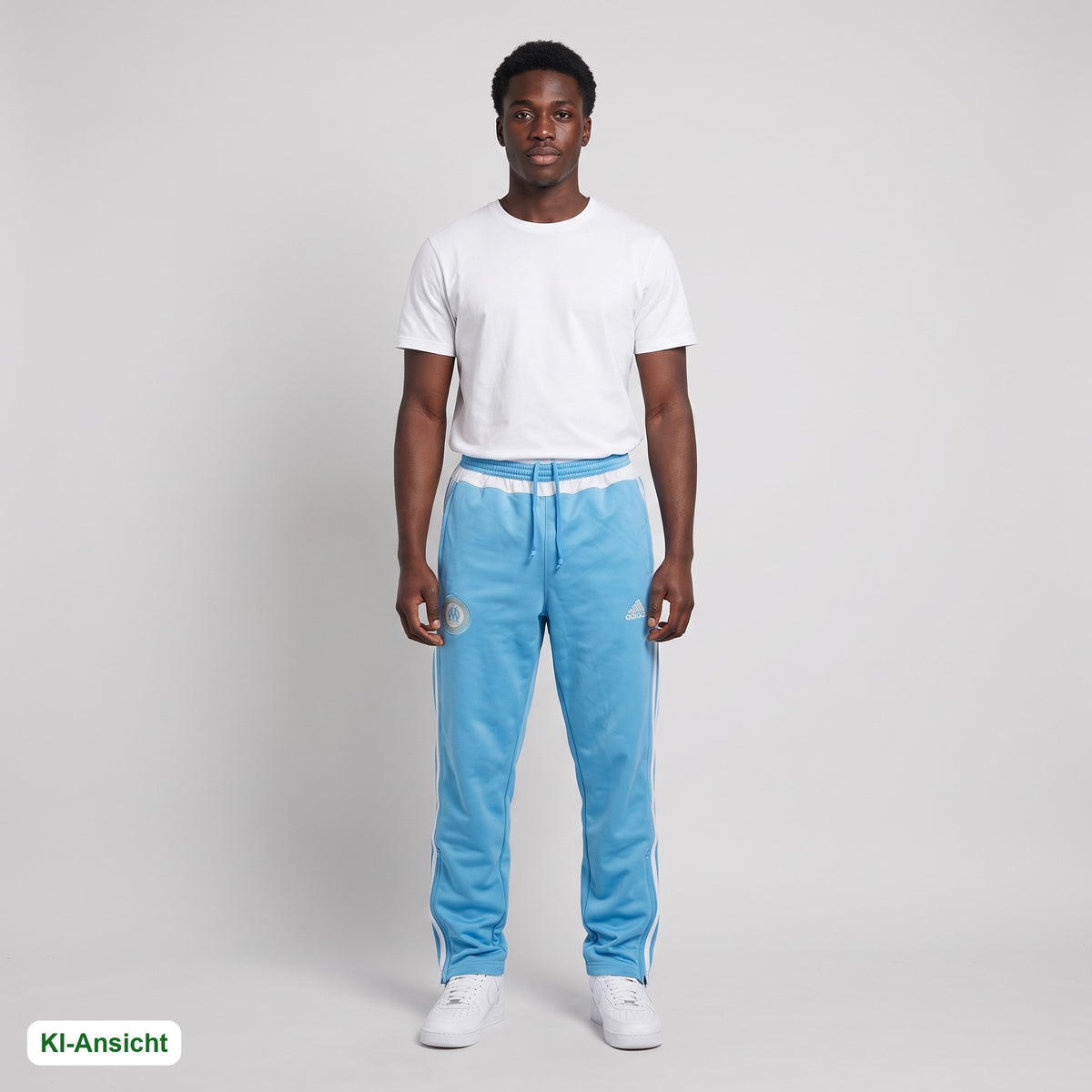 KI-Ansicht: Vintage Adidas Trackpants (S) getragen (KI-Visualisierung, Zustand siehe echte Fotos)
