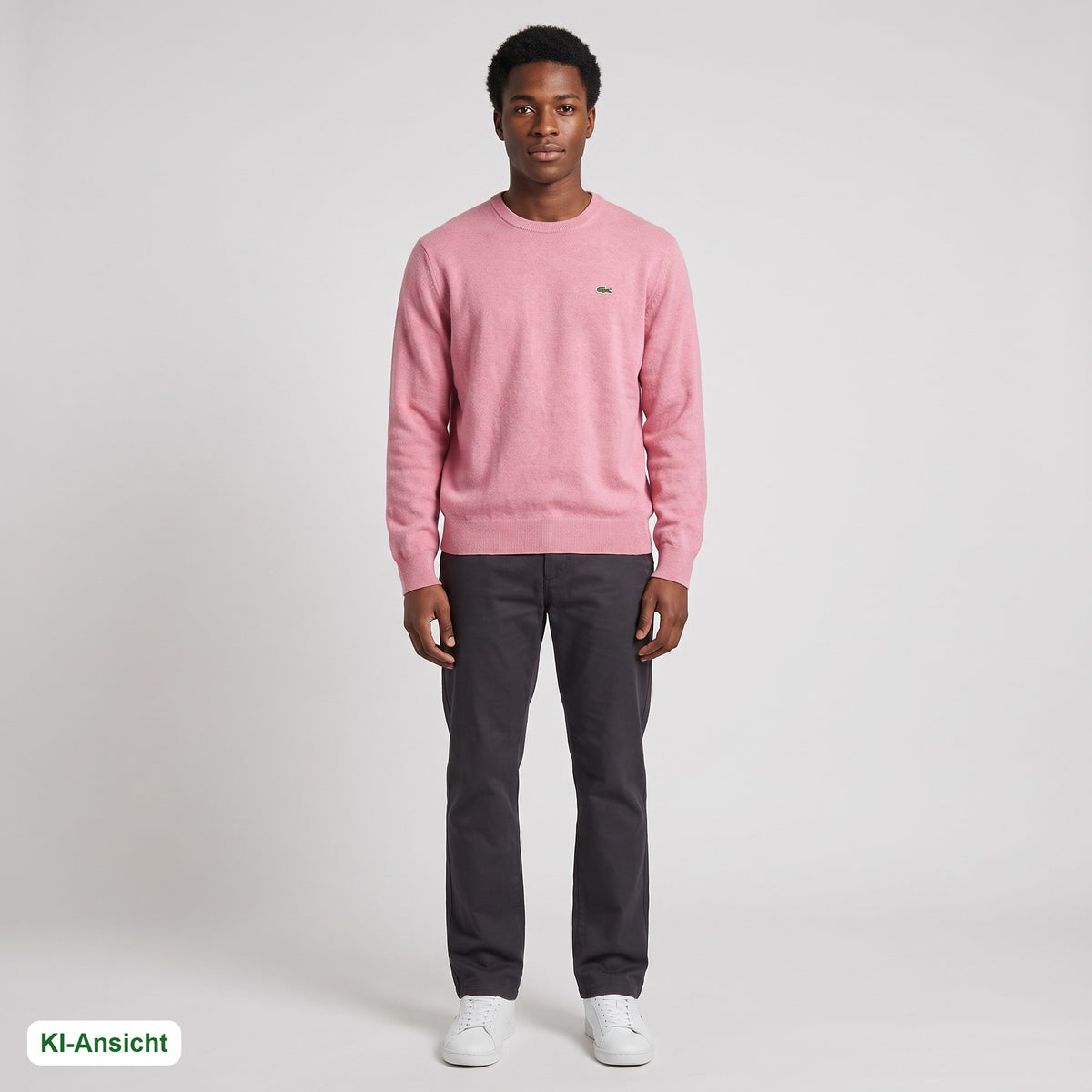 KI-Ansicht: Vintage Lacoste Sweater (S) getragen (KI-Visualisierung, Zustand siehe echte Fotos)