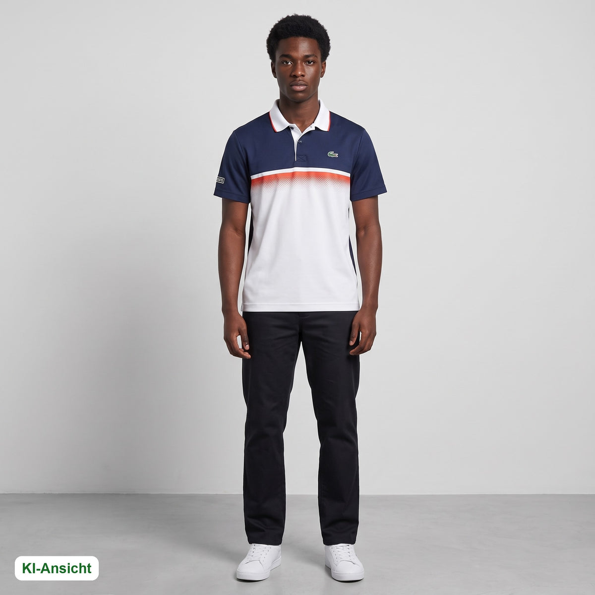 KI-Ansicht: Vintage Lacoste Poloshirt (S) getragen (KI-Visualisierung, Zustand siehe echte Fotos)