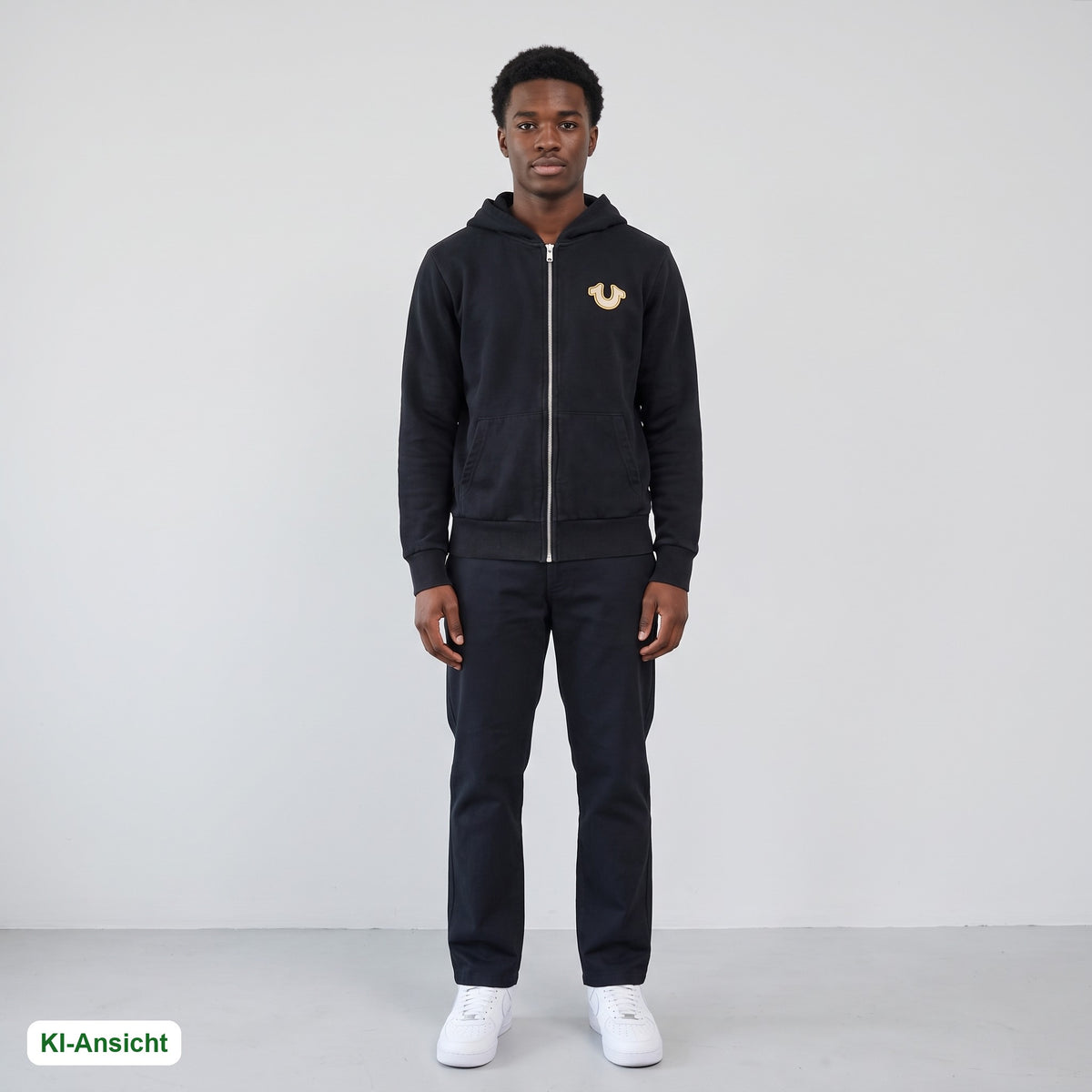 KI-Ansicht: Vintage True Religion Hoodie (S) getragen (KI-Visualisierung, Zustand siehe echte Fotos)