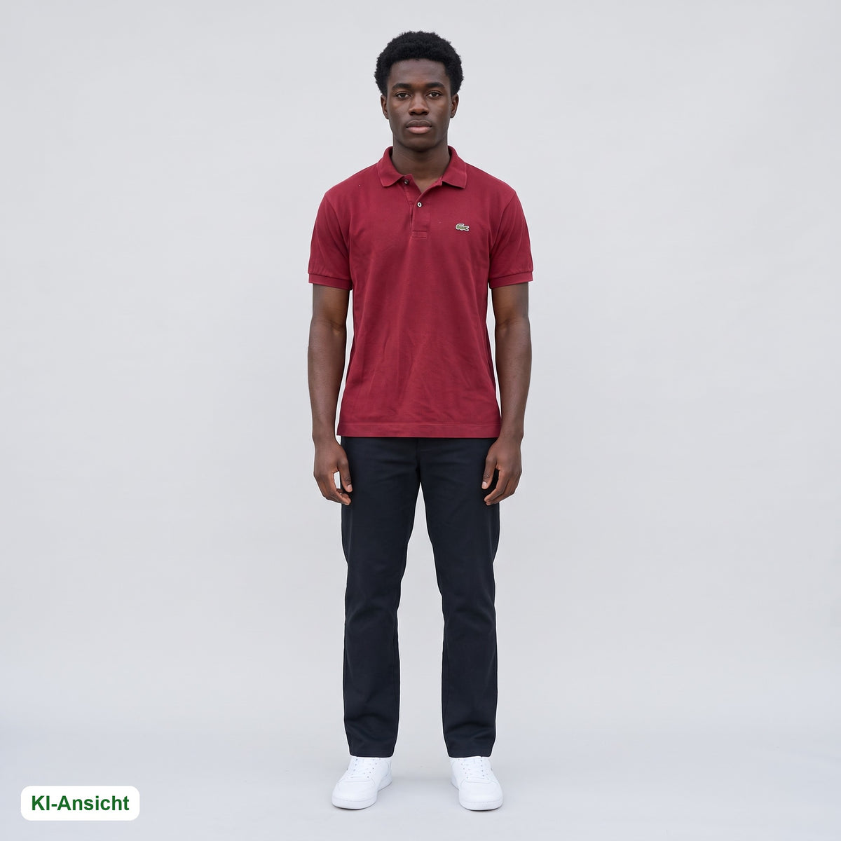 KI-Ansicht: Vintage Lacoste Poloshirt (M) getragen (KI-Visualisierung, Zustand siehe echte Fotos)