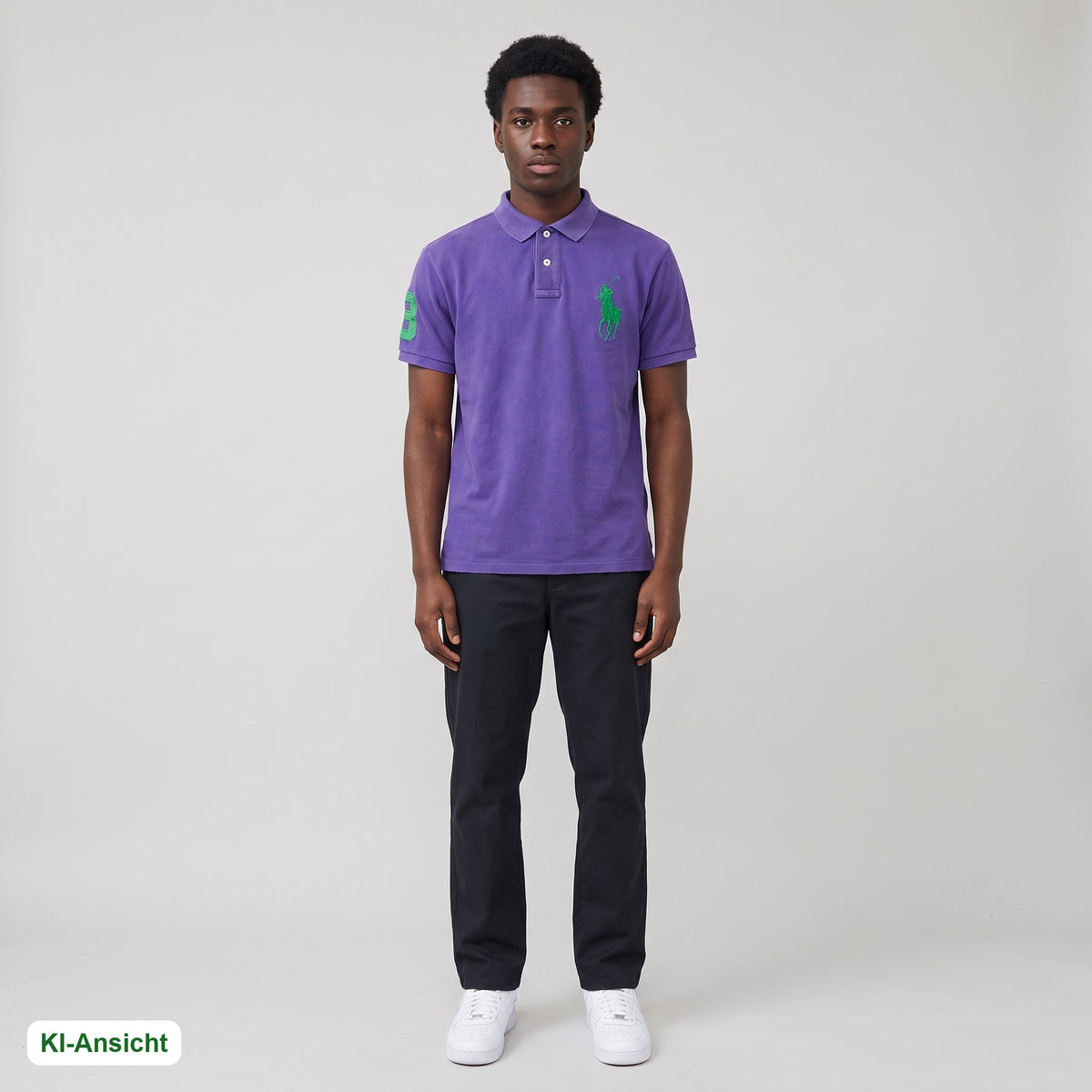 KI-Ansicht: Vintage Polo Ralph Lauren Poloshirt (M) getragen (KI-Visualisierung, Zustand siehe echte Fotos)