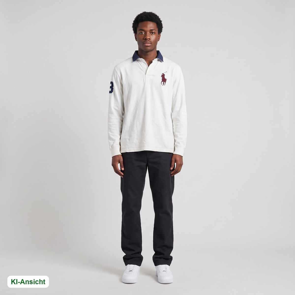 KI-Ansicht: Vintage Polo Ralph Lauren Poloshirt (L) getragen (KI-Visualisierung, Zustand siehe echte Fotos)