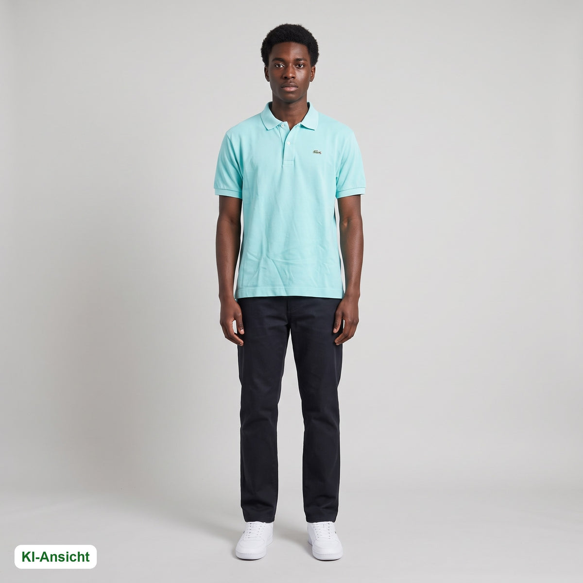 KI-Ansicht: Vintage Lacoste Poloshirt (M) getragen (KI-Visualisierung, Zustand siehe echte Fotos)