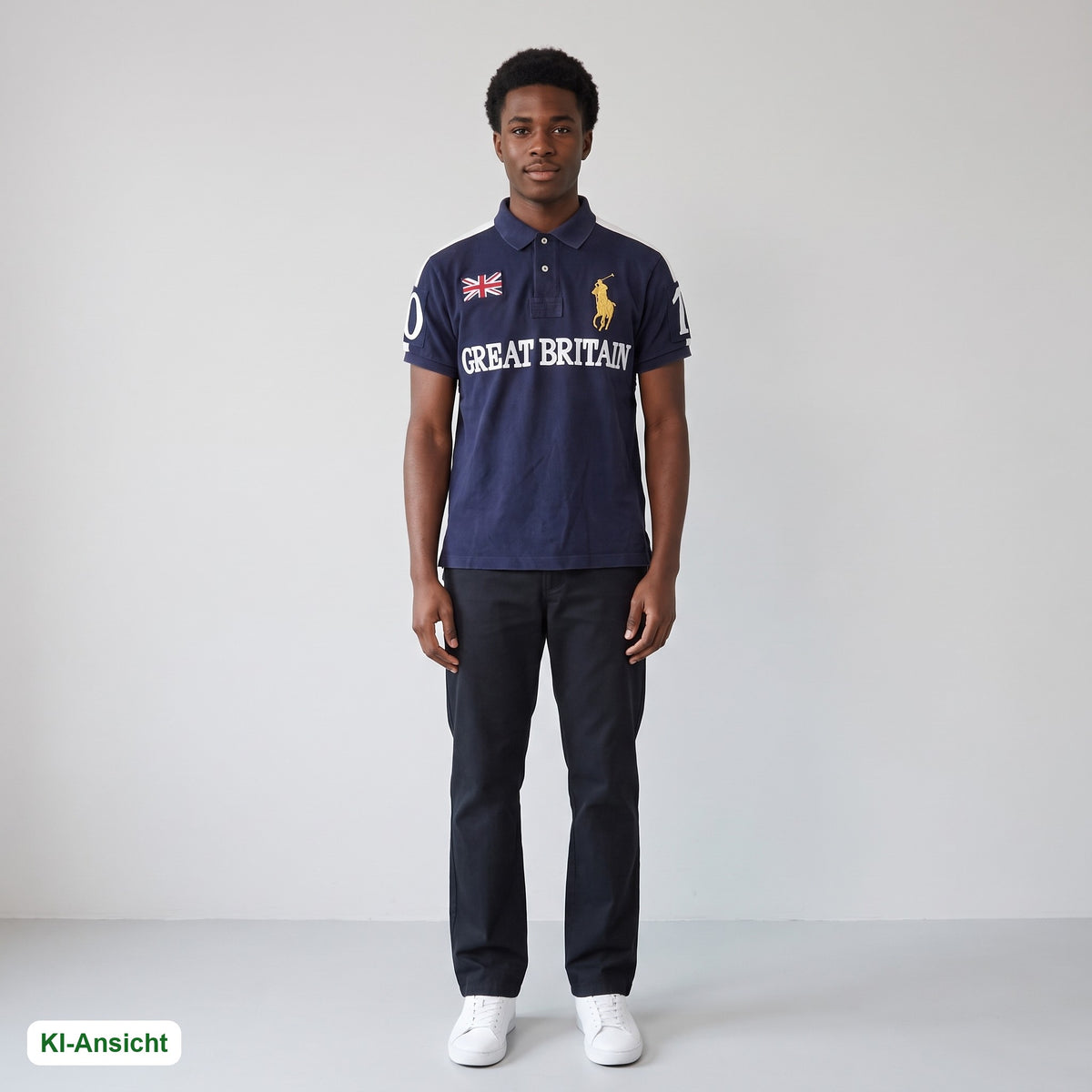 KI-Ansicht: Vintage Polo Ralph Lauren Poloshirt (L) getragen (KI-Visualisierung, Zustand siehe echte Fotos)
