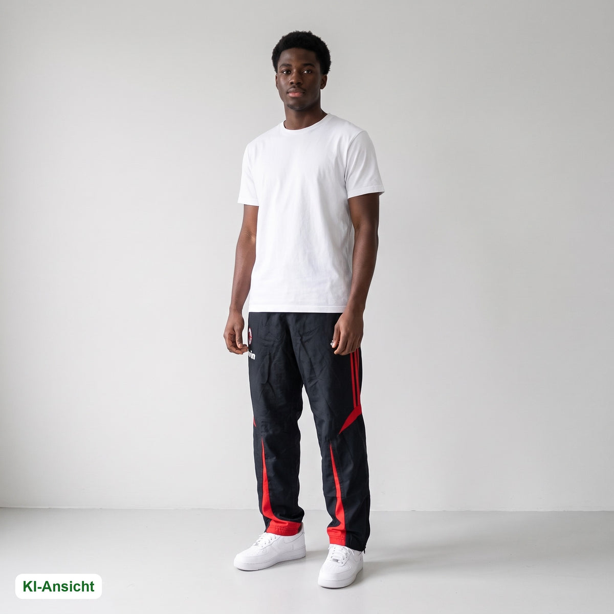 KI-Ansicht: Vintage Adidas Trackpants (M) getragen (KI-Visualisierung, Zustand siehe echte Fotos)