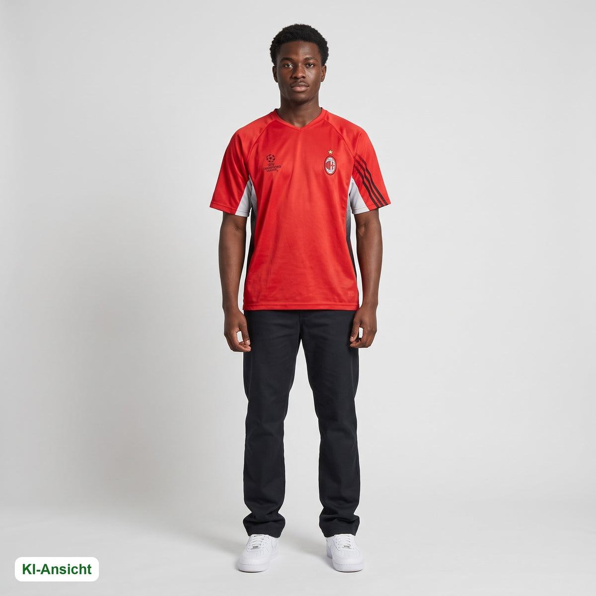 KI-Ansicht: Vintage Adidas Trikot (M) getragen (KI-Visualisierung, Zustand siehe echte Fotos)