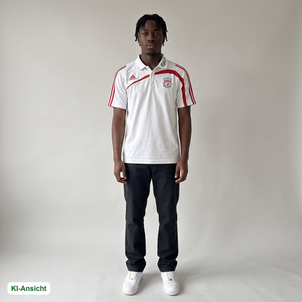 KI-Ansicht: Vintage Liverpool Poloshirt (L) getragen (KI-Visualisierung, Zustand siehe echte Fotos)