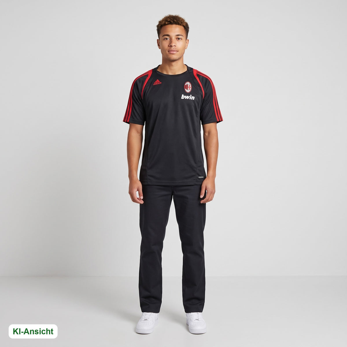 KI-Ansicht: Vintage AC Milan Trikot (M) getragen (KI-Visualisierung, Zustand siehe echte Fotos)