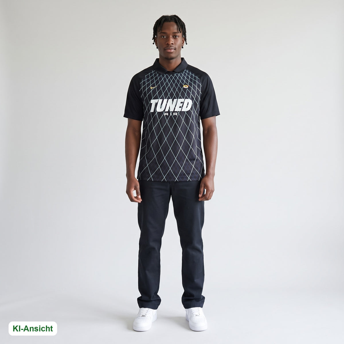 KI-Ansicht: Vintage Nike TN Trikot (XS) getragen (KI-Visualisierung, Zustand siehe echte Fotos)