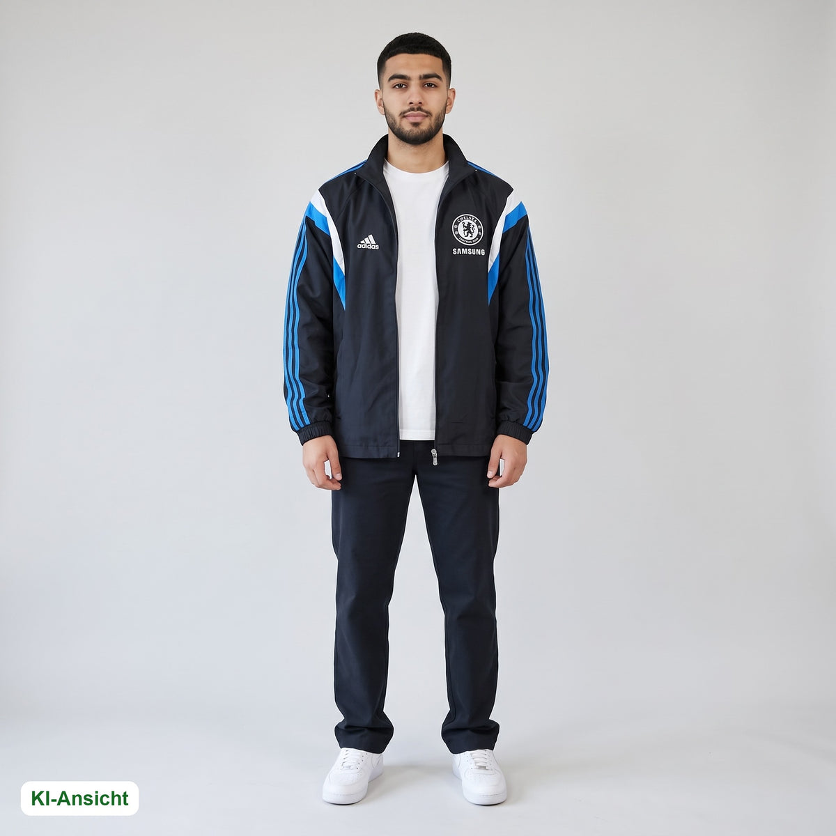 KI-Ansicht: Vintage Chelsea Trackjacket (L) getragen (KI-Visualisierung, Zustand siehe echte Fotos)