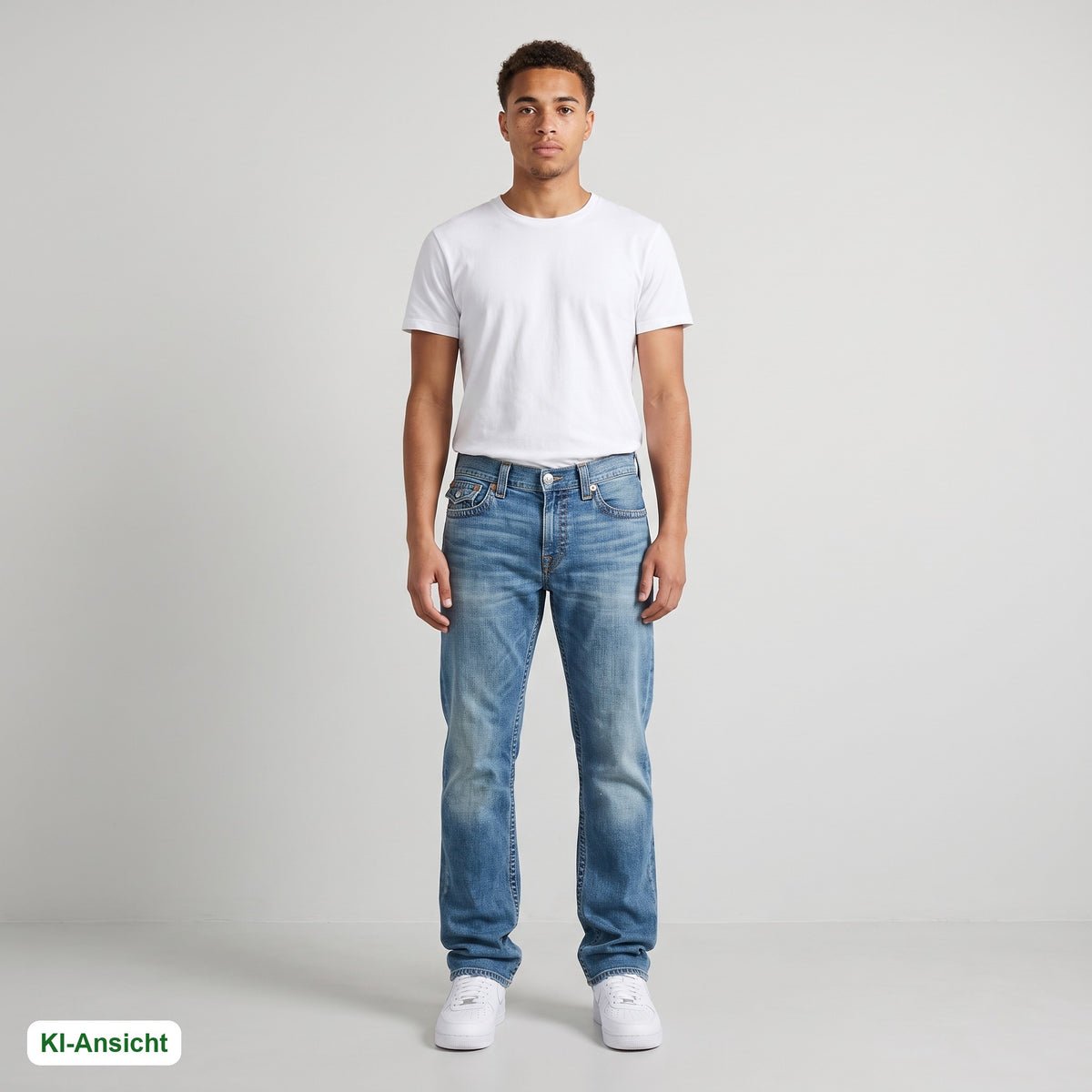 KI-Ansicht: Vintage True Religion Jeans (W33 L33) getragen (KI-Visualisierung, Zustand siehe echte Fotos)