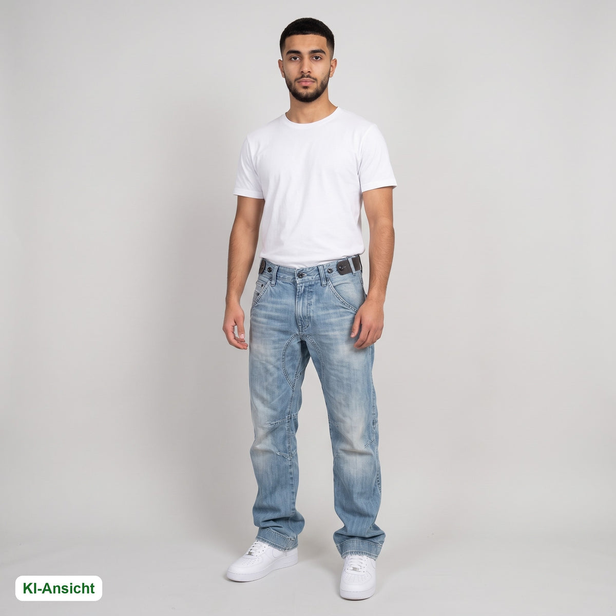 KI-Ansicht: Vintage G-Star Jeans (W33 L34) getragen (KI-Visualisierung, Zustand siehe echte Fotos)