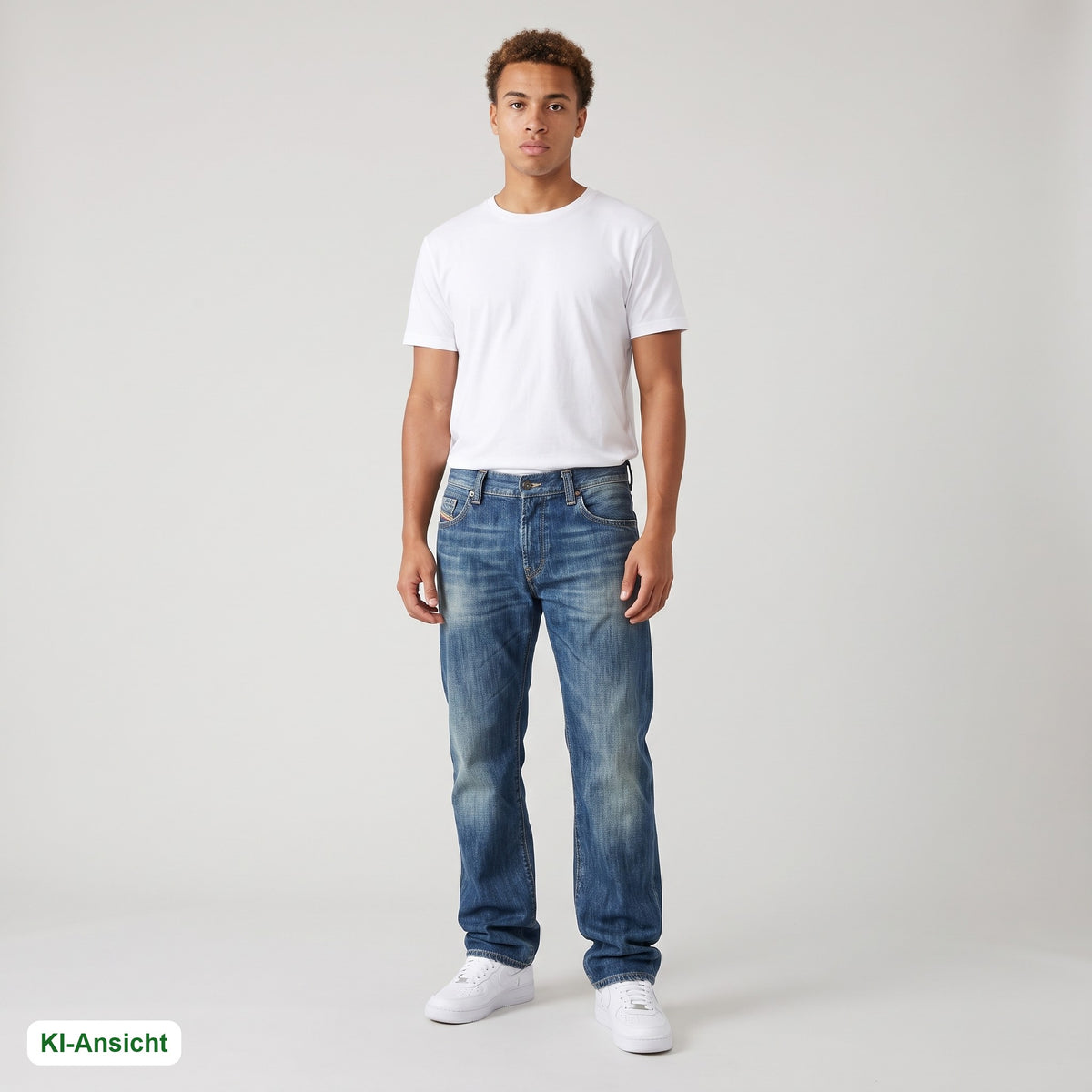 KI-Ansicht: Vintage Diesel Jeans (W34 L34) getragen (KI-Visualisierung, Zustand siehe echte Fotos)