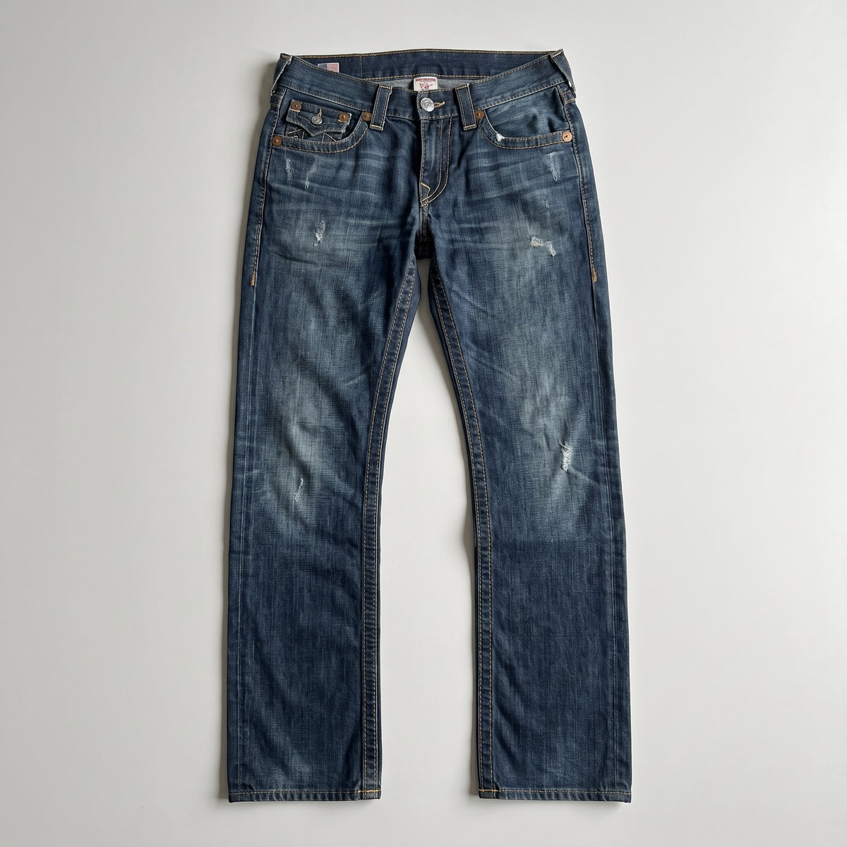 KI-Cover: Vintage True Religion Jeans (W31 L34), aus unseren Fotos geglättet (Zustand siehe echte Fotos)