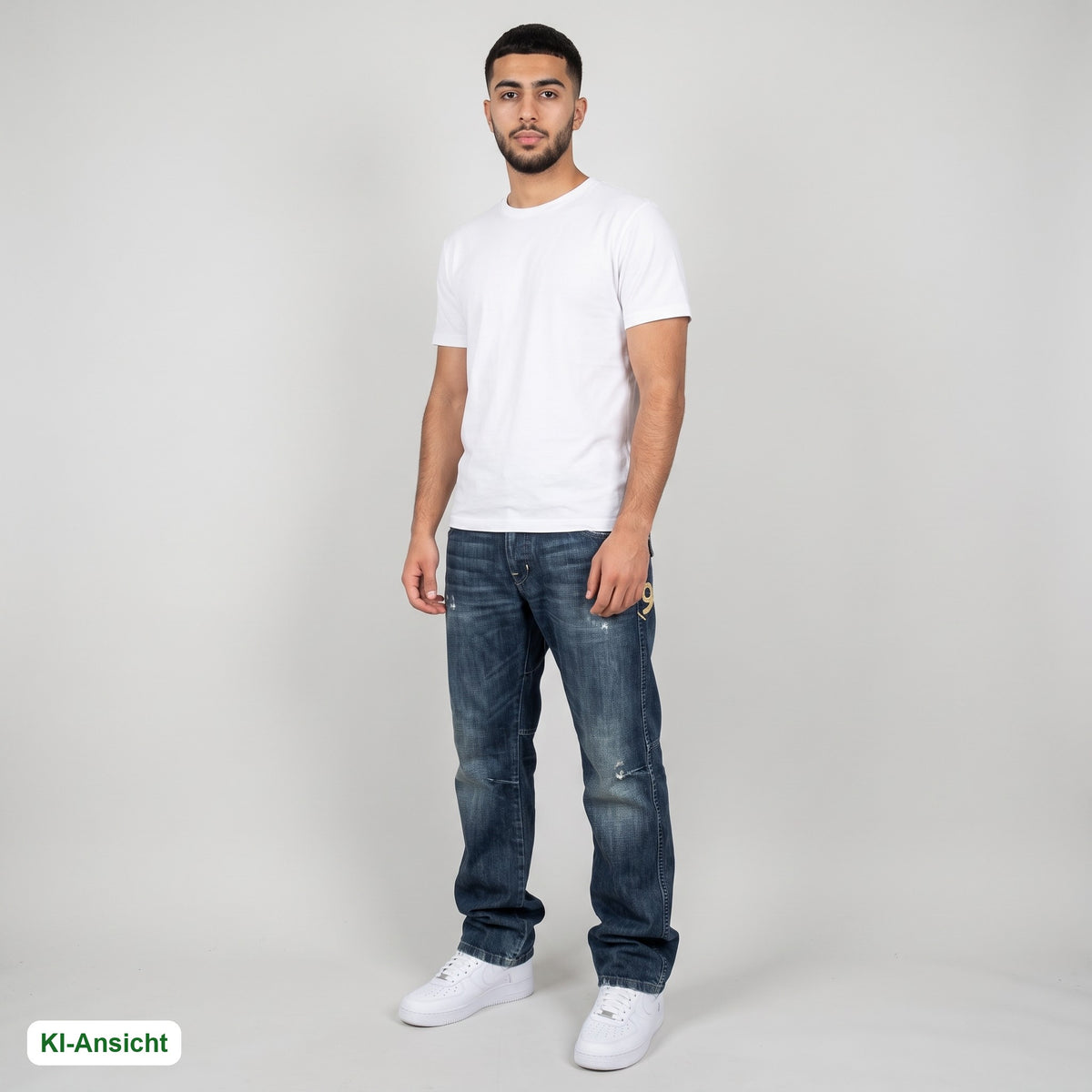 KI-Ansicht: Vintage G-Star Jeans (W29 L33) getragen (KI-Visualisierung, Zustand siehe echte Fotos)
