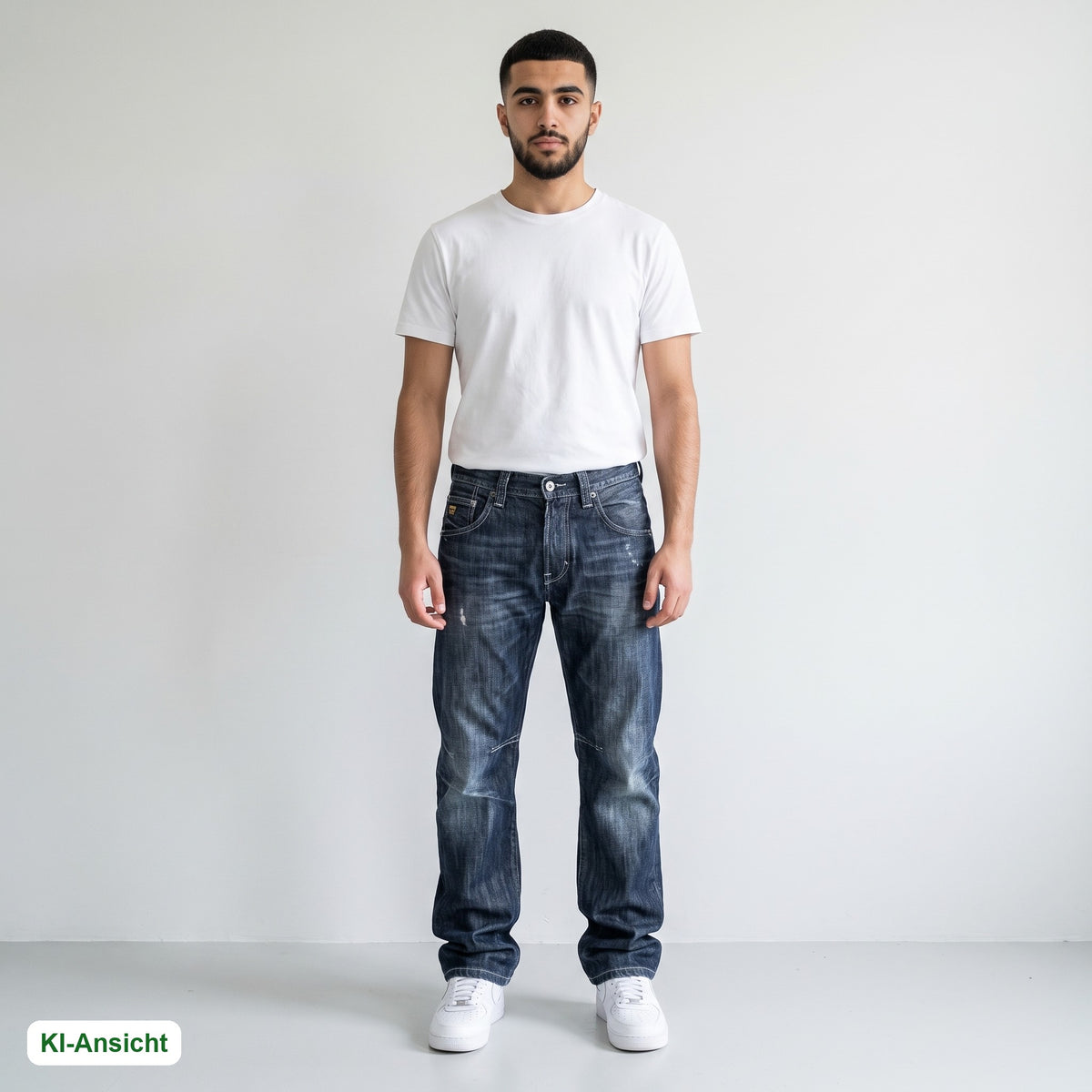 KI-Ansicht: Vintage G-Star Jeans (W26 L28) getragen (KI-Visualisierung, Zustand siehe echte Fotos)