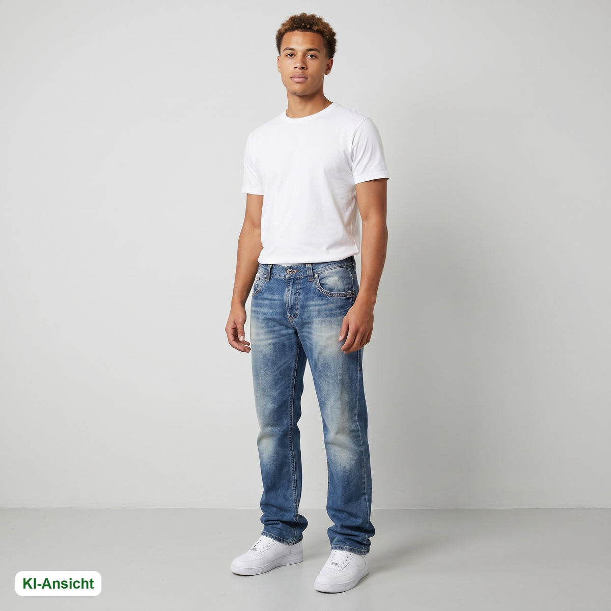KI-Ansicht: Vintage D&G Jeans (W29 L33) getragen (KI-Visualisierung, Zustand siehe echte Fotos)