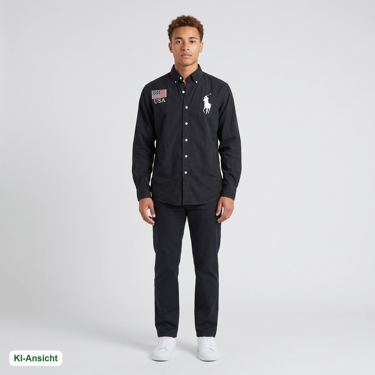 KI-Ansicht: Vintage Polo Ralph Lauren Hemd (S/M) getragen (KI-Visualisierung, Zustand siehe echte Fotos)