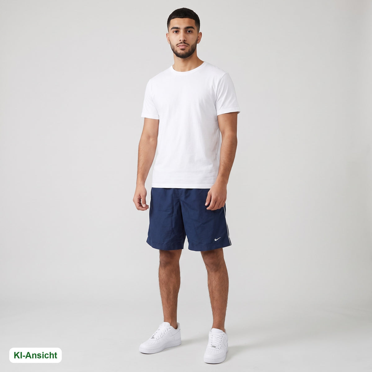 KI-Ansicht: Vintage Nike Shorts (XL) getragen (KI-Visualisierung, Zustand siehe echte Fotos)