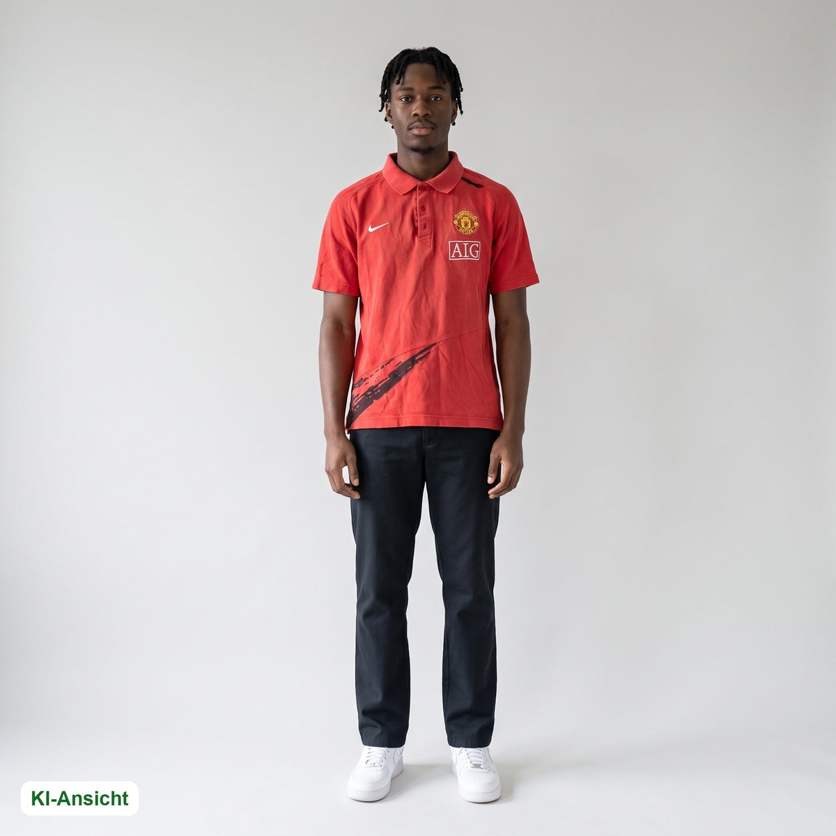 KI-Ansicht: Vintage Manchester United Poloshirt (S) getragen (KI-Visualisierung, Zustand siehe echte Fotos)