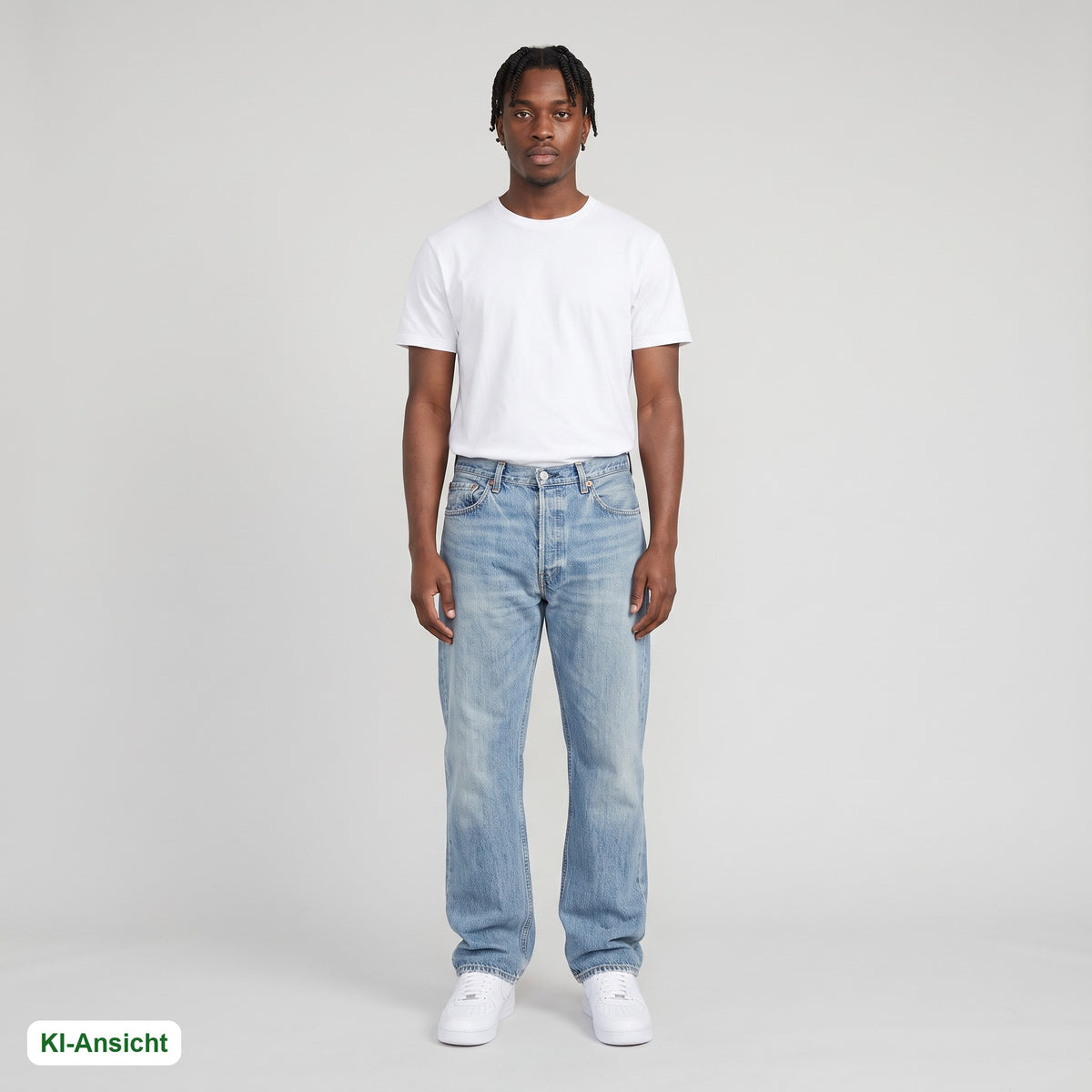 KI-Ansicht: Vintage Levi's Jeans (W36 L34) getragen (KI-Visualisierung, Zustand siehe echte Fotos)