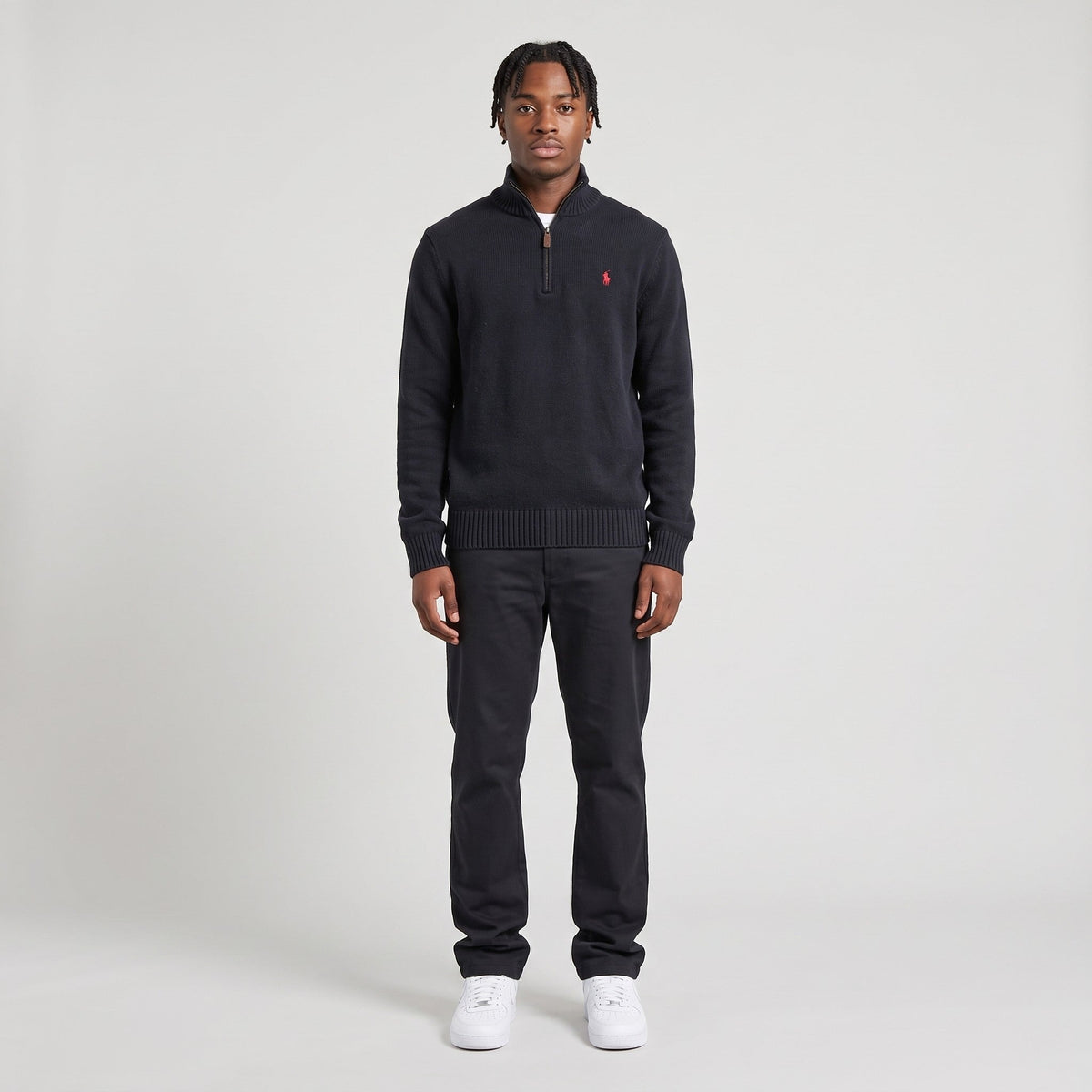 KI-Ansicht: Vintage Polo Ralph Lauren Halfzip (M) getragen (KI-Visualisierung, Zustand siehe echte Fotos)
