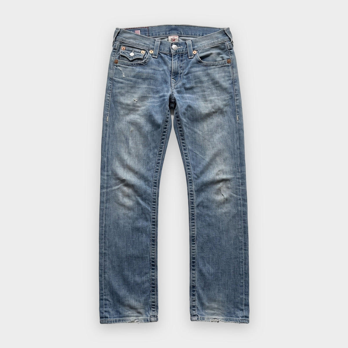 KI-Cover: Vintage True Religion Jeans (W33 L33), aus unseren Fotos geglättet (Zustand siehe echte Fotos)