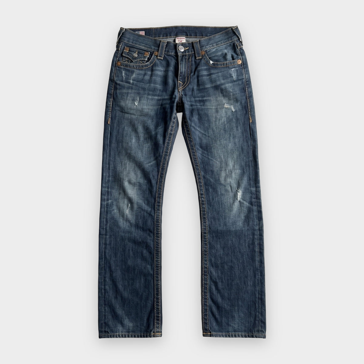 KI-Cover: Vintage True Religion Jeans (W31 L34), aus unseren Fotos geglättet (Zustand siehe echte Fotos)