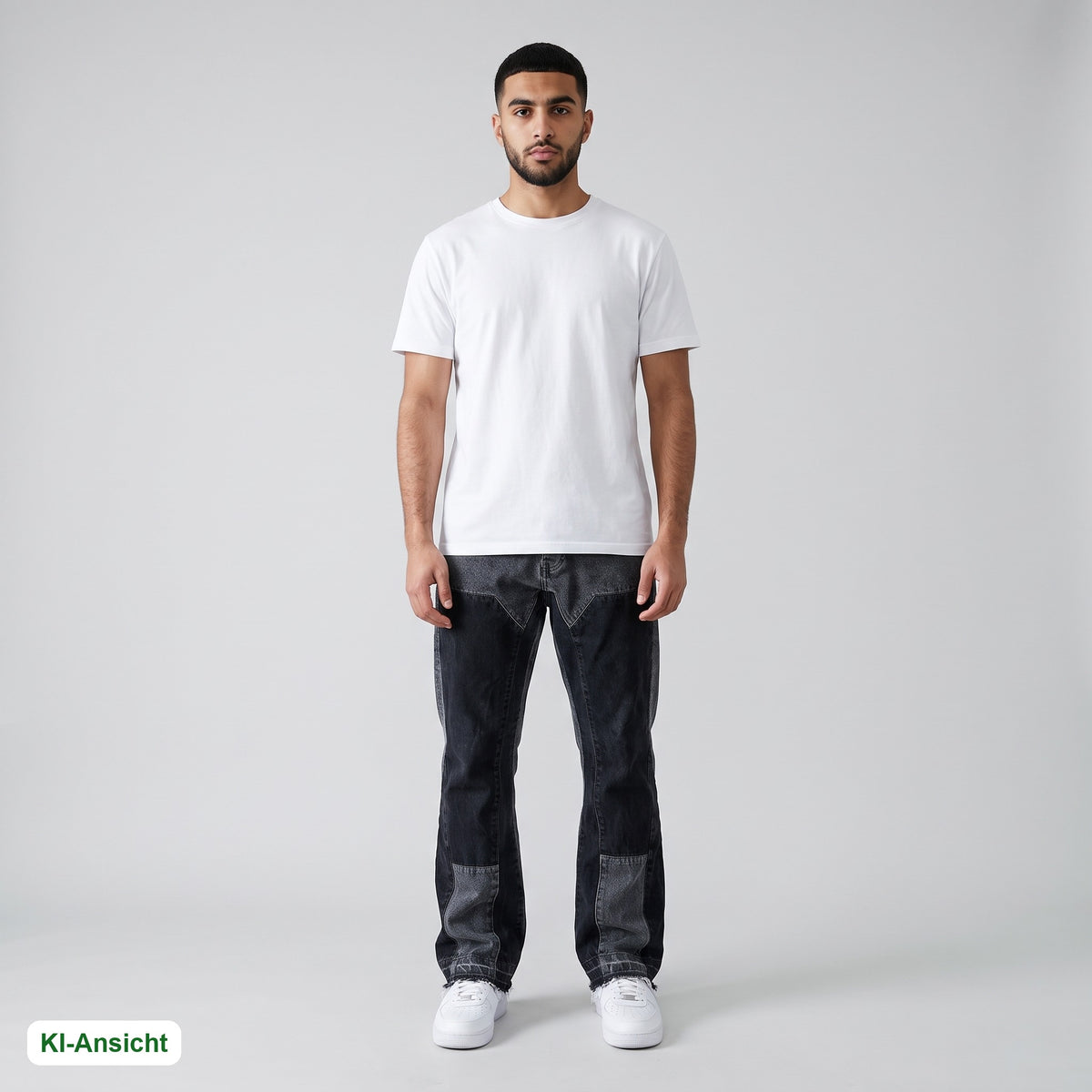 KI-Ansicht: Vintage boohooMAN Jeans (W33 L35) getragen (KI-Visualisierung, Zustand siehe echte Fotos)