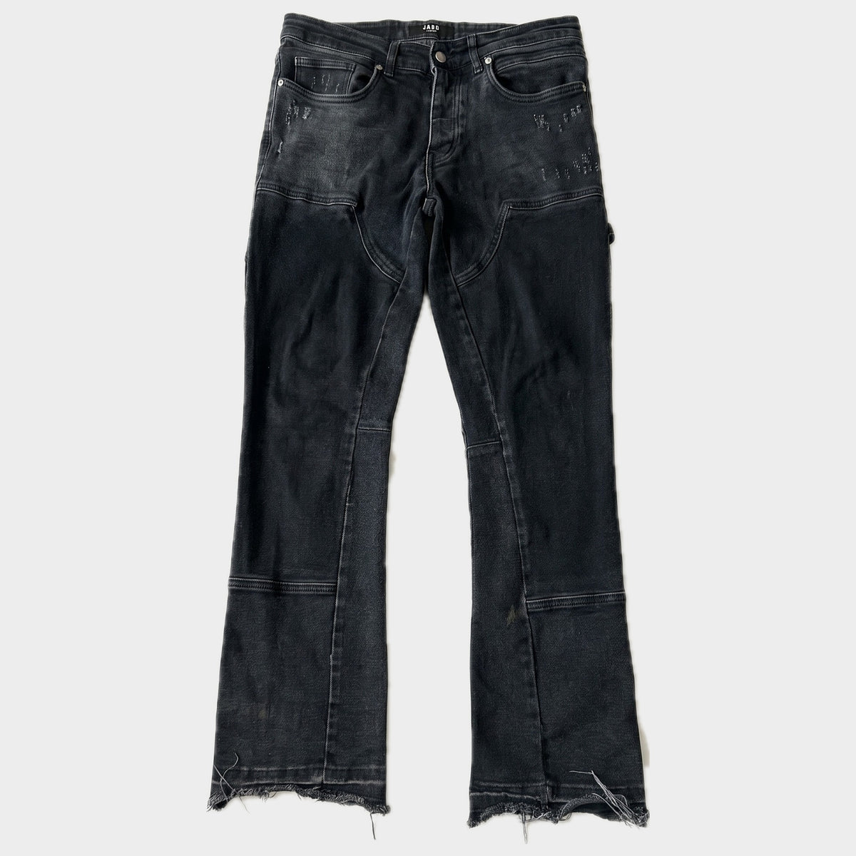 Glattes Liegefoto: Vintage Jaded London Jeans (W33 L31) (KI-Aufbereitung, Zustand siehe echte Fotos)