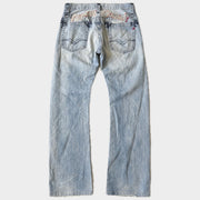 Glattes Liegefoto: Vintage Replay Jeans (W29 L34) (KI-Aufbereitung, Zustand siehe echte Fotos)
