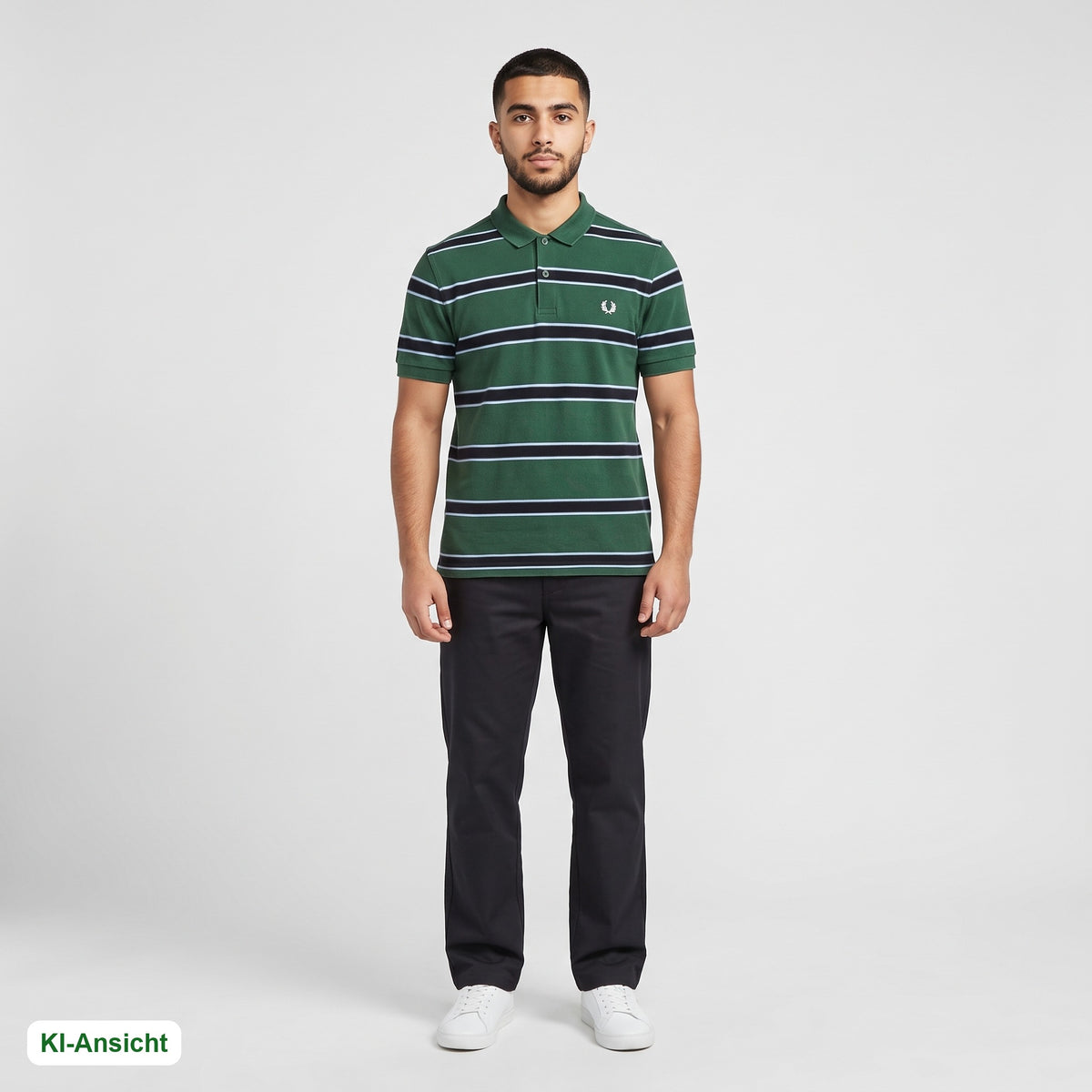 KI-Ansicht: Vintage Fred Perry Poloshirt (M) getragen (KI-Visualisierung, Zustand siehe echte Fotos)