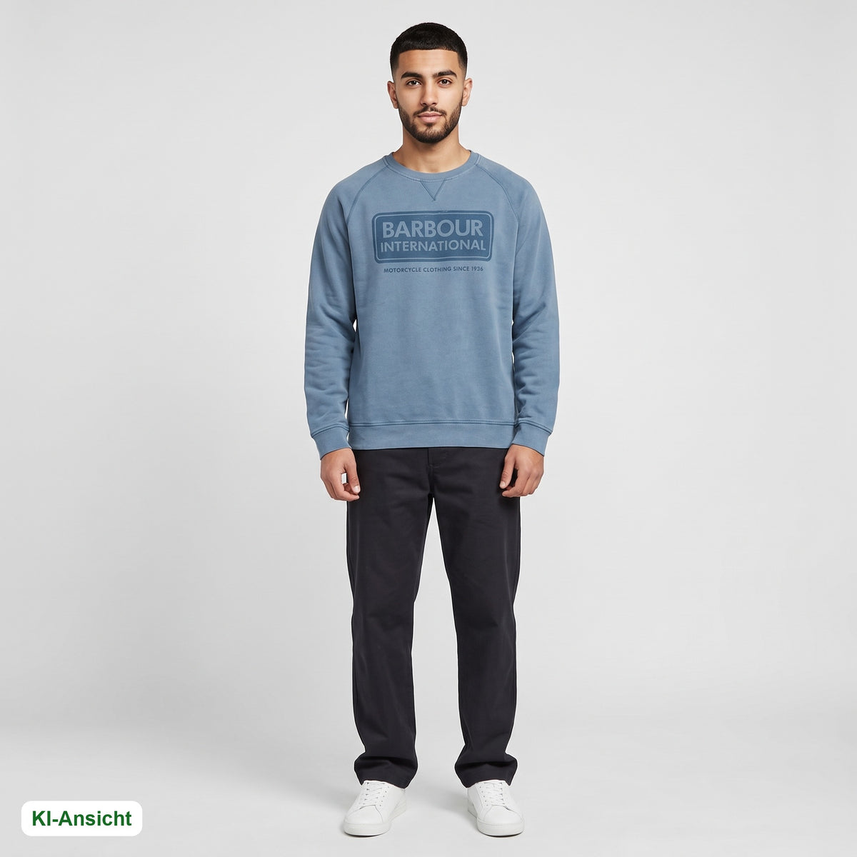 KI-Ansicht: Vintage Barbour Sweater (M) getragen (KI-Visualisierung, Zustand siehe echte Fotos)