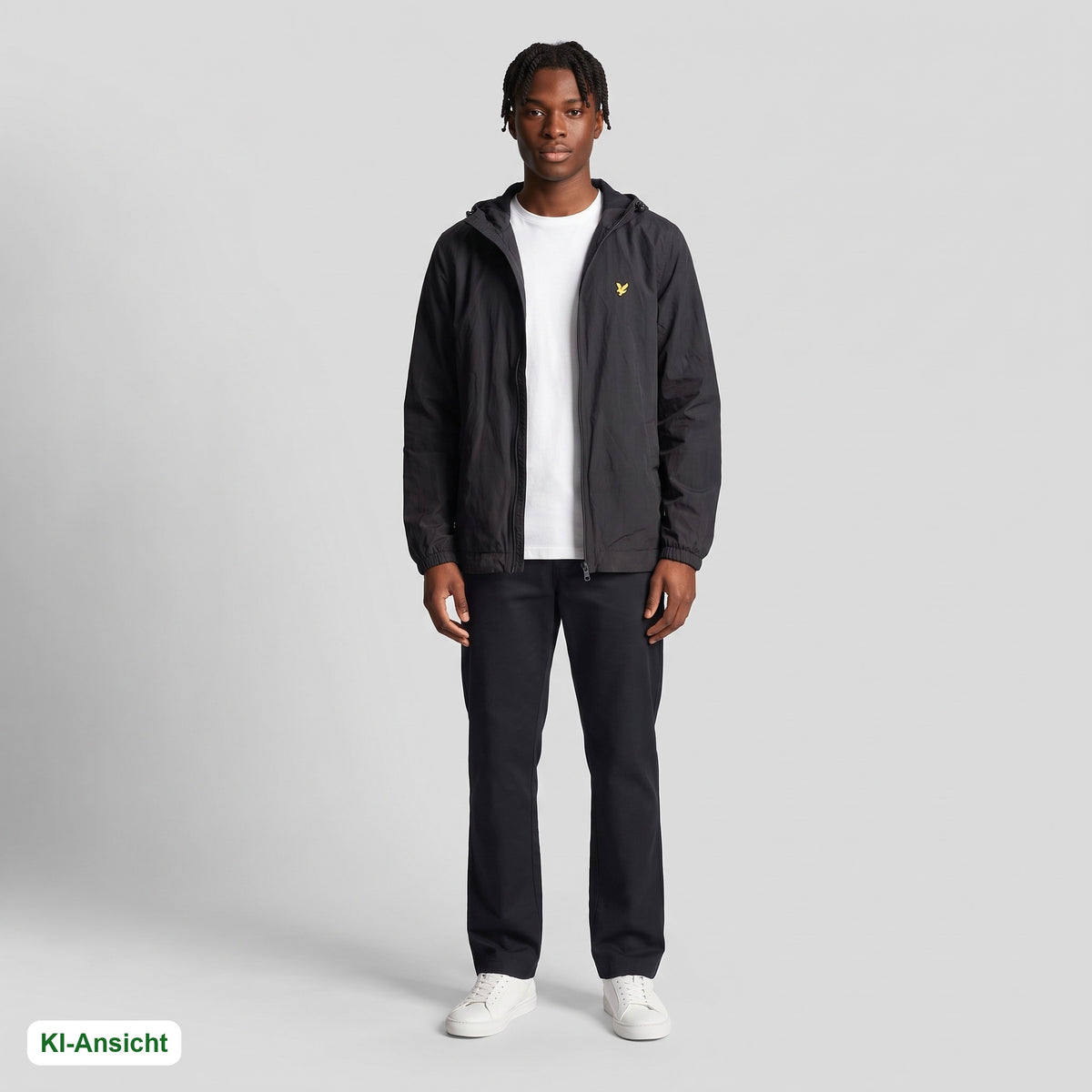 KI-Ansicht: Vintage Lyle & Scott Jacket (M) getragen (KI-Visualisierung, Zustand siehe echte Fotos)