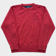 Glattes Liegefoto: Vintage Fred Perry Sweater (M) (KI-Aufbereitung, Zustand siehe echte Fotos)