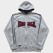 Glattes Liegefoto: Vintage Lonsdale Hoodie (M) (KI-Aufbereitung, Zustand siehe echte Fotos)