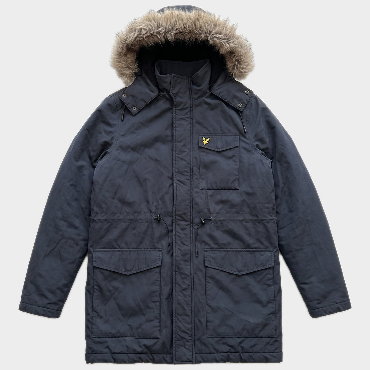 Glattes Liegefoto: Vintage Lyle & Scott Winterjacke (S) (KI-Aufbereitung, Zustand siehe echte Fotos)
