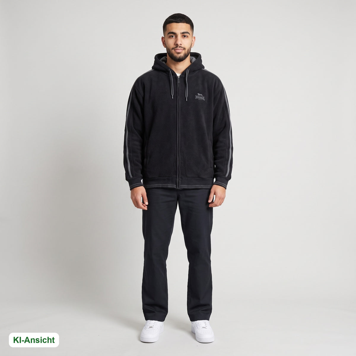 KI-Ansicht: Vintage Lonsdale Hoodie (XL) getragen (KI-Visualisierung, Zustand siehe echte Fotos)