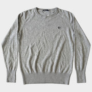 Glattes Liegefoto: Vintage Fred Perry Sweater (S) (KI-Aufbereitung, Zustand siehe echte Fotos)