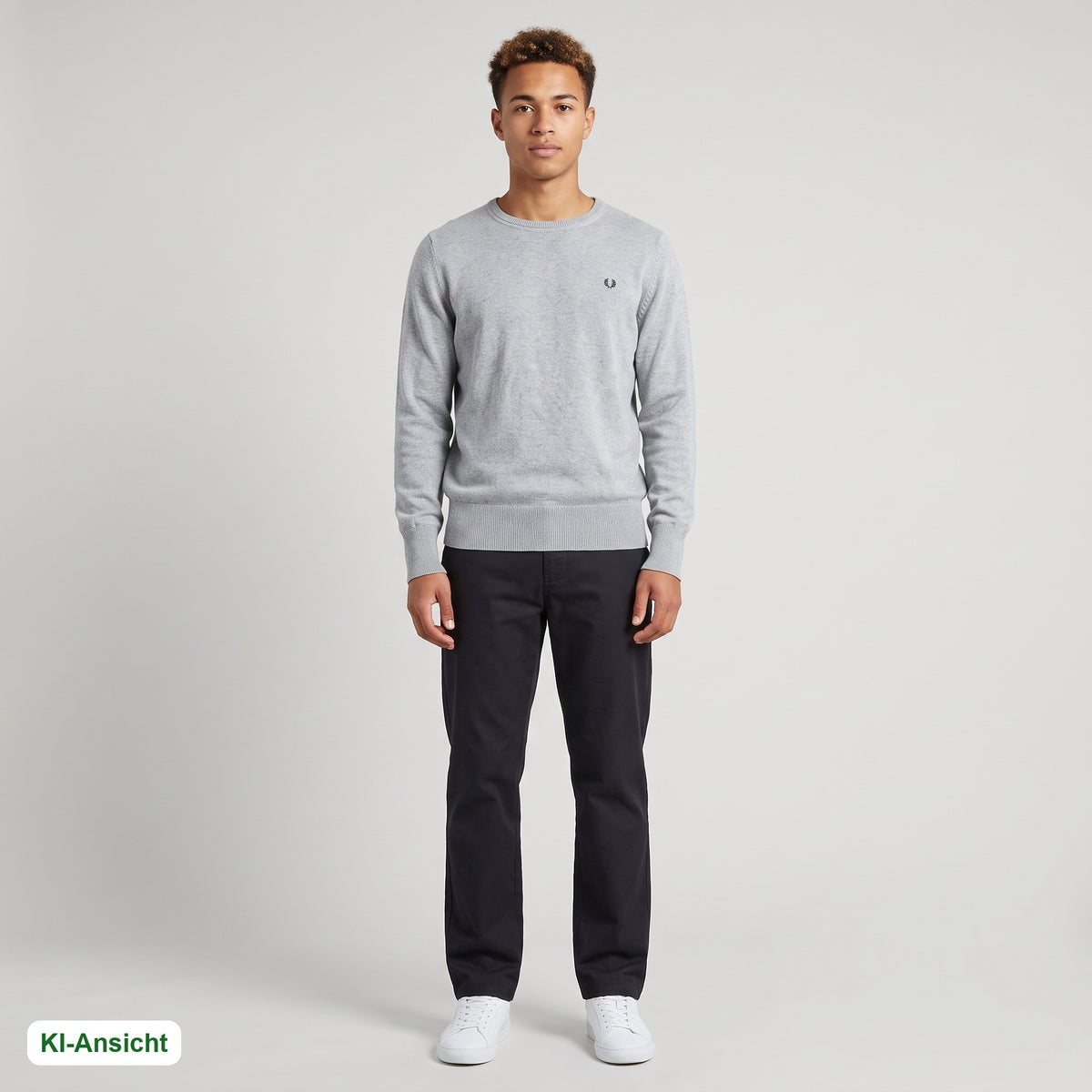 KI-Ansicht: Vintage Fred Perry Sweater (S) getragen (KI-Visualisierung, Zustand siehe echte Fotos)