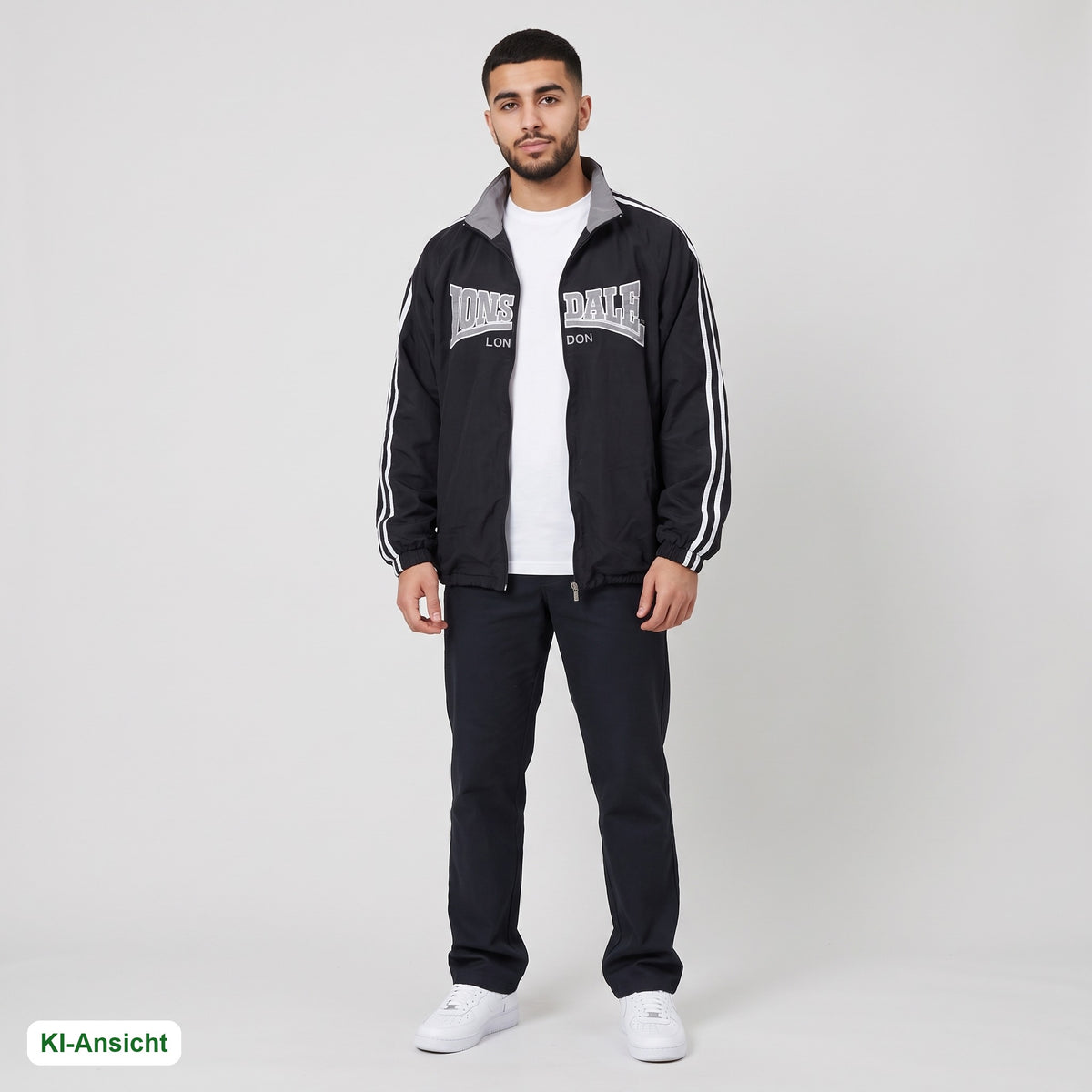 KI-Ansicht: Vintage Lonsdale Trackjacket (M) getragen (KI-Visualisierung, Zustand siehe echte Fotos)