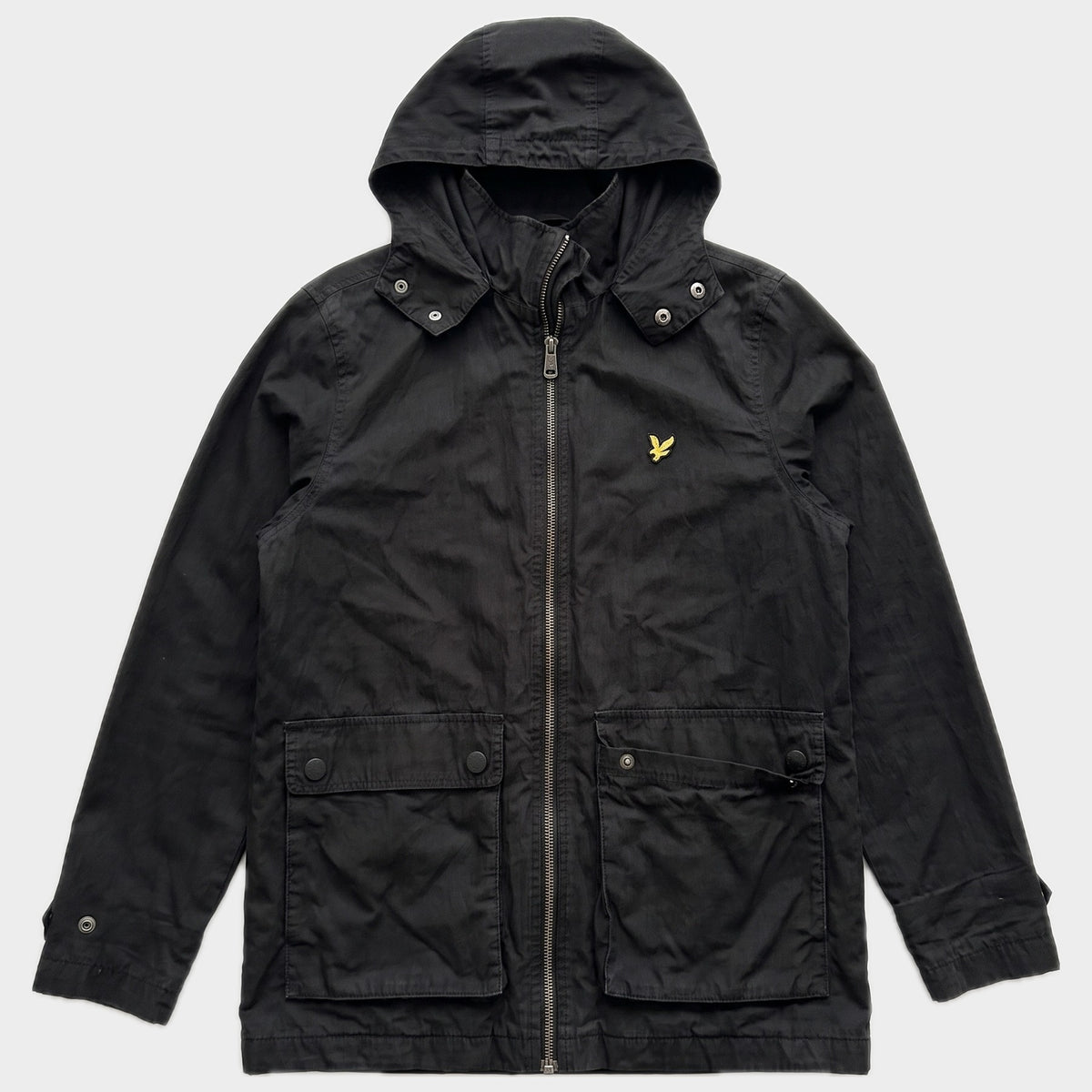 Glattes Liegefoto: Vintage Lyle & Scott Jacket (S) (KI-Aufbereitung, Zustand siehe echte Fotos)
