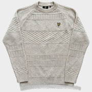 Glattes Liegefoto: Vintage Lyle & Scott Sweater (M) (KI-Aufbereitung, Zustand siehe echte Fotos)