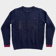Glattes Liegefoto: Vintage Fred Perry Sweater (M) (KI-Aufbereitung, Zustand siehe echte Fotos)