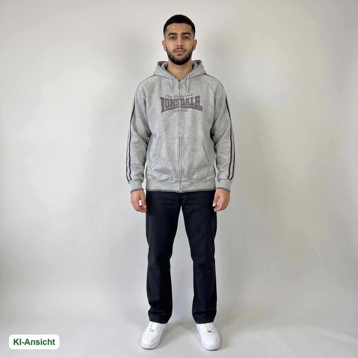 KI-Ansicht: Vintage Lonsdale Hoodie (XL) getragen (KI-Visualisierung, Zustand siehe echte Fotos)