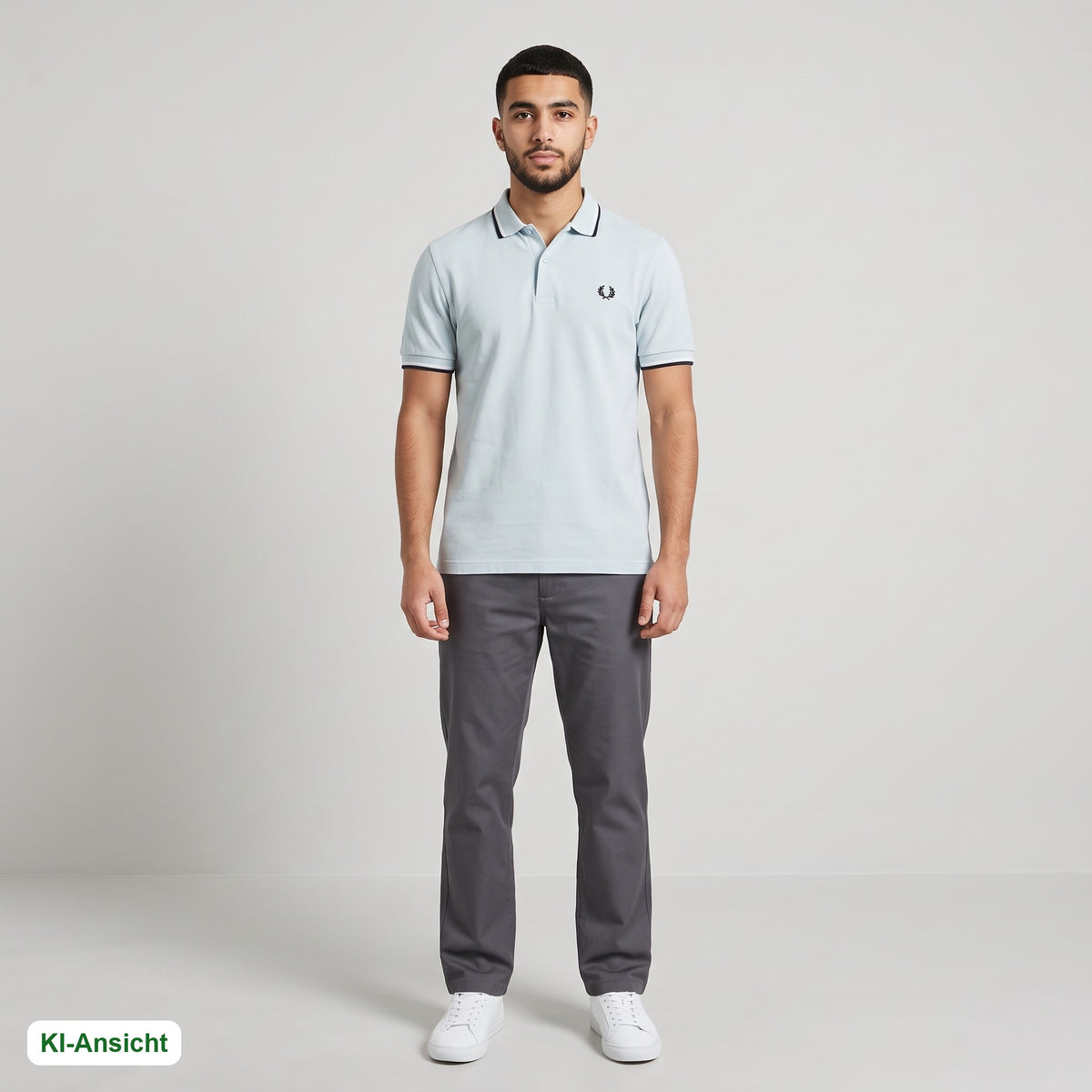KI-Ansicht: Vintage Fred Perry Poloshirt (S) getragen (KI-Visualisierung, Zustand siehe echte Fotos)
