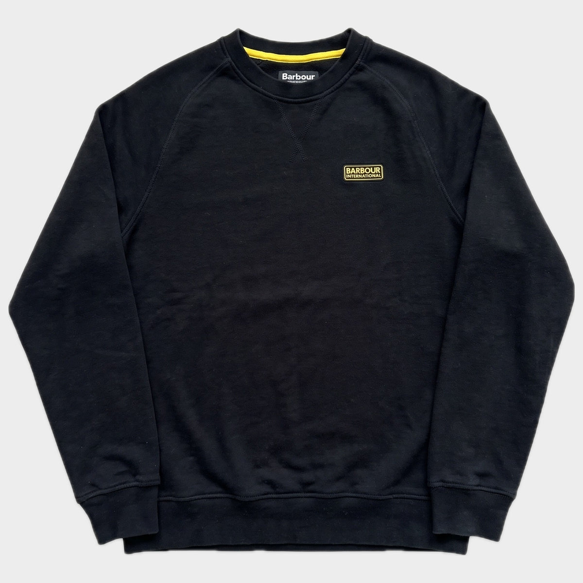 Glattes Liegefoto: Vintage Barbour Sweater (S) (KI-Aufbereitung, Zustand siehe echte Fotos)