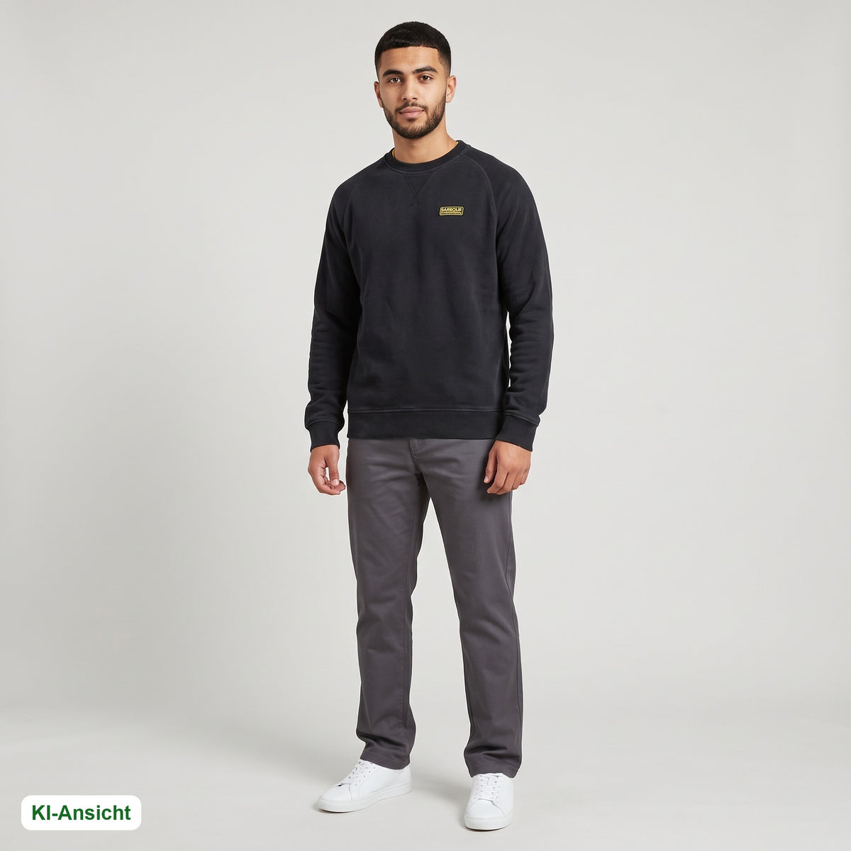 KI-Ansicht: Vintage Barbour Sweater (S) getragen (KI-Visualisierung, Zustand siehe echte Fotos)